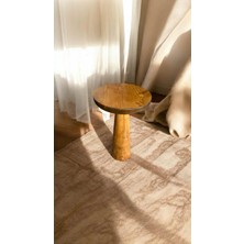 Simillo Home & Living Ahşap Mantar Sehpa – Doğal Masif Tik Ağacı Tekli Yan Sehpa