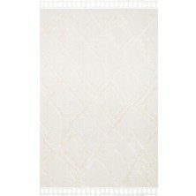 Bespoky 80x150 cm Beyaz Terazzo Modern Yıkanabilir Halı | Mutfak Balkon Yatak Odası Halısı | Leke Tutmayan Kaymaz