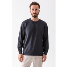 Erkek Bisiklet Yaka Basic Rahat Kesim Sweatshirt Antrasit - 25K 1066