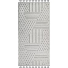 Bespoky 80x150 cm Gri Loop Modern Lüks Yıkanabilir Halı | Mutfak Balkon Yatak Odası Halısı | Leke Tutmayan Kaymaz | LOOP-LP001A