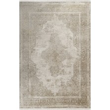 Korba Klasik Krem Akrilik Dikdörtgen Modern Desenli Akrilik Hav Vermeyen Leke Tutmayan Kolay Temizlenen Yumuşak Makine Salon Yolluk Mutfak Halı