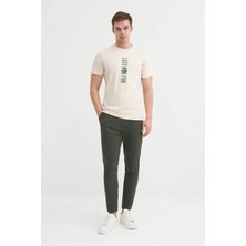 Cazador Slim Fit Bisiklet Yaka Pamuklu Baskılı Tişört