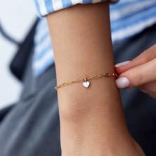 Ataç Zincir Beyaz Kalp Charm Bileklik