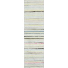 Teselya Bej Çizgili Yün Modern Desenli Yün Hav Toz Vermez Leke Tutmayan Salon Yolluk Mutfak El Dokuma Halı