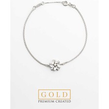 Beyaz Altın Sertifikalı Premium Created Taşlı 19 cm Baget Bileklik