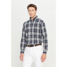 Altınyıldız Classics Comfort Fit Rahat Kesim Düğmeli Yaka Ekose Desenli Gömlek