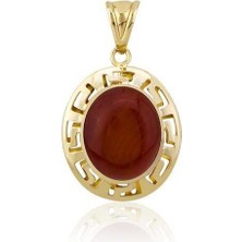 Greek Desen Akik Taşlı Kolye Ucu