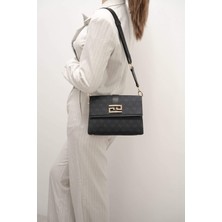 Silver & Polo Silver Polo Siyah - Siyah Monogram Kadın Çapraz Çanta SP1009
