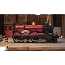 Metal Kırmızı Retro Tarz Hogwarts Express Tren Dekoratif Obje Biblo