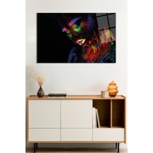 Rengarenk Parıltılı Kadın Portresi Cam Tablo, Darbelere Dayanıklı Kırılmaz Cam, Hediyelik