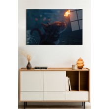 Kedi ve Kelebek Hayvan Soyut Cam Tablo, Darbelere Dayanıklı Kırılmaz Cam, Hediyelik