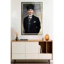 Mustafa Kemal Atatürk Portresi Cam Tablo, Darbelere Dayanıklı Kırılmaz Cam, Hediyelik