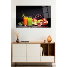 Renkli Meyveler ve Bardaklar Cam Tablo, Darbelere Dayanıklı Kırılmaz Cam, Hediyelik