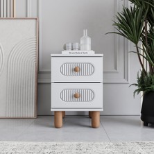 Monzio Milen 2 Çekmeceli Komodin Tamamı Mdf (Beyaz)