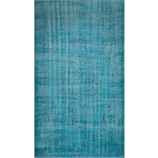 Hali.Net 174x300 cm Bej Turkuaz Soyut Vintage Eskitme Halı | Salon Yatak Odası Halısı | Hav Vermez | UNİQUE-27299