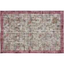 Bespoky 203x300 cm Kırmızı Açık bej Çiçekli Vintage Çiçek Halı | Salon Yatak Odası Halısı | UNİQUE-10744
