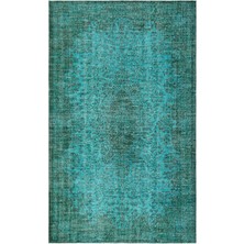 Bespoky 170x278 cm Mavi turkuaz eskitme vintage soyut Halı | Salon Yatak Odası Halısı | UNİQUE-35079