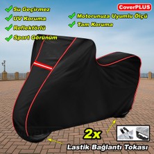 Bisan Toprak Wrc 125 Pro Branda Siyah Kırmızı-Dikişli Reflektörlü Motosiket Brandası Motor Örtüsü Çadır Su Geçirmez Motosiklet Kılıfı Motor Brandası