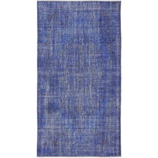Bespoky 151x280 cm Krem Mavi Geleneksel Vintage Soyut Halı | Salon Yatak Odası Halısı | UNİQUE-7284