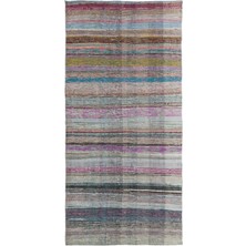 Bespoky 136x284 cm Bej Çok renkli Çizgili Rustik Halı | Salon Yatak Odası Halısı | UNİQUE-32330