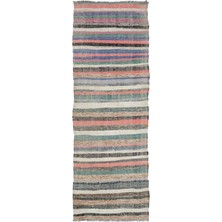 Bespoky 100x303 cm Çok Renkli Çizgili Bohem Halı | Mutfak Yolluk Halısı | UNİQUE-959