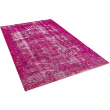 Pembe Eskitme Etnik Modern Desenli Yün Hav Toz Vermez Leke Tutmayan Salon Yolluk Mutfak El Dokuma Halı