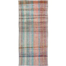 Hali.Net 95x215 cm Bej Vintage Anadolu Yün Halı | Balkon Halısı Mutfak Koridor Halı | Doğal Yün El Yapımı El Dokuma Hav Vermez | UNİQUE-32436