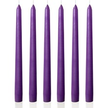 6 Lı Kısa Mor Konik Şamdan Mum Yükseklik 18 cm