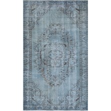 Bespoky 147x251 cm Gri Açık Mavi Medalyonlu Klasik Çiçekli Halı | Salon Yatak Odası Halısı | UNİQUE-27570