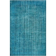 Bespoky 194x303 cm Sarı Turkuaz Eskitme Vintage Soyut Halı | Salon Yatak Odası Halısı | UNİQUE-29741