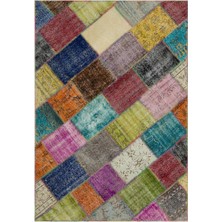 Bespoky 160x233 cm Sarı Çok renkli Yama Bohem Geometrik Halı | Salon Yatak Odası Halısı | UNİQUE-21626