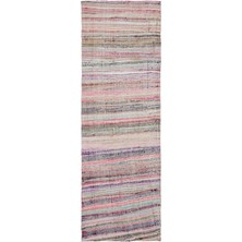 Bespoky 100x304 cm Çok Renkli Çizgili Bohem Halı | Mutfak Yolluk Halısı | UNİQUE-31890
