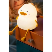 Çocuk Bebek Odası Canard Figür Gece Lambası LED Işıklı Sevimli Figürlü Dokunmatik Silikon Şarjlı