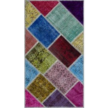 Bespoky 80x150 cm Bej Çok renkli Patchwork Bohem Çeşitli Halı | Salon Mutfak Halısı | UNİQUE-25978