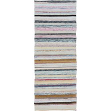 Bespoky 76x201 cm Çok Renkli Çizgili Bohem Halı | Mutfak Koridor Halısı | UNİQUE-31830