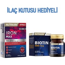 Nutraxin Biotin 5000 mcg 30 Tablet + Iron Max 17 Mg 30 Tablet (Hediyeli)