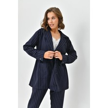 Arthur Kadın Çizgili Ceket Pantolon Alt Üst Takım