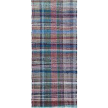 Bespoky 136x327 cm Mavi Klasik Yün Halı | Salon Yatak Odası Halısı | %100 Doğal Yün El Yapımı El Dokuma | UNİQUE-31965