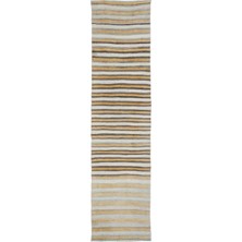 Bespoky 95x368 cm Bej Klasik Yün Halı | Yolluk Koridor Mutfak Halısı | %100 Doğal Yün El Yapımı El Dokuma | UNİQUE-31832