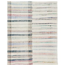 Bespoky 144x182 cm Bej Ekru Çizgili Rustik Şerit Halı | Salon Yatak Odası Halısı | UNİQUE-37130