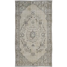 Bespoky 168x297 cm Bej Madalyonlu Vintage Çiçekli Halı | Salon Yatak Odası Halısı | UNİQUE-9037