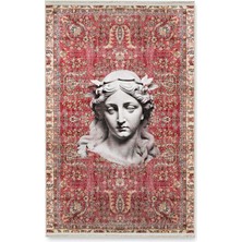 Drom Dokuma Taban Makinede Yıkanabilen Kilim Kaymaz Şönil Halı Etnik Desenli Heykel Figürlü Halı