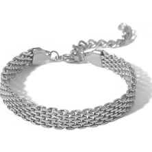 Chavin 8 mm Silver Çelik Kadın Zincir Bileklik ET83BY