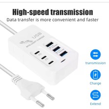Holatec Şarj Cihazı USB Çoklu Şarj Aleti 3USB 3 Tipe-C 65 W Rack Charger