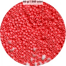 Karpuz Pembesi Renk 4 mm Yaklaşık 660 Adet / 60 Gram Cam Boncuk Oya Yazma Bileklik ve Kolye