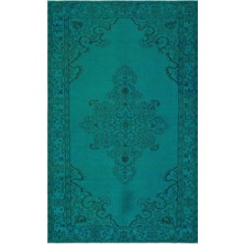 Bespoky 177x280 cm Bej Turkuaz Medalyonlu Geleneksel Bitkisel Halı | Salon Yatak Odası Halısı | UNİQUE-29950