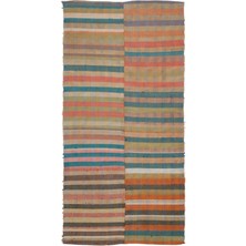 Bespoky 158x320 cm Bej Çizgili Bohem Geometrik Halı | Salon Yatak Odası Halısı | UNİQUE-32372