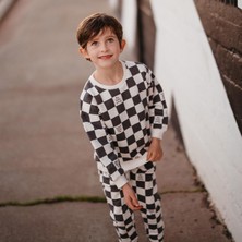 Antebies Organik Gri No Bad Days Ekose Desenli Beli Lastikli Bağcıklı Cepli Uzun Kollu Erkek Çocuk Sweatshirt Eşofman Takımı