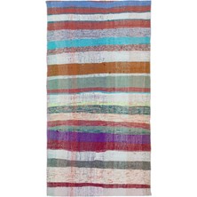 Bespoky 121x226 cm Bej kırmızı çizgili bohem Halı | Salon Yatak Odası Halısı | UNİQUE-32045