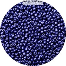 Marsilyan Lacivert Renk 4 mm Yaklaşık 1100 Adet / 100 Gram Cam Boncuk Oya Yazma Bileklik ve Kolye